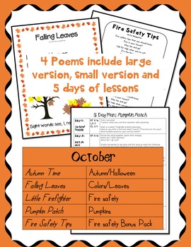 Shared Reading Poetry October in Kindergarten by Rrrerin2Learn | TpT