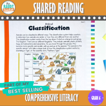 Preview of Shared Reading Passage & Lessons - Ontario Gr 6 Science - Animal Classification