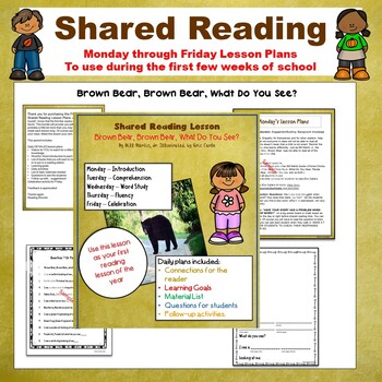 Preview of Shared Reading Five Day Lesson Plan