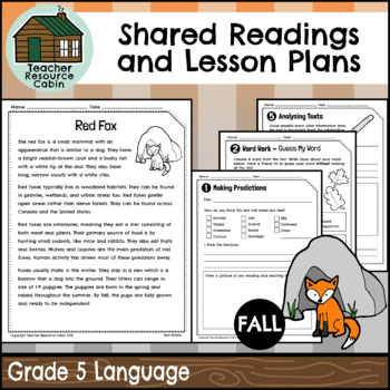 Preview of Shared Readings and Lesson Plans for Fall (Grade 5 Ontario Language)