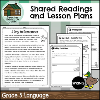 Preview of Shared Readings and Lesson Plans for Spring (Grade 5 Ontario Language)