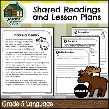 Preview of Shared Readings and Lesson Plans for Summer (Grade 5 Ontario Language)