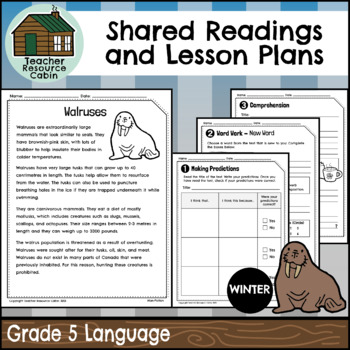 Preview of Shared Readings and Lesson Plans for Winter (Grade 5 Ontario Language)