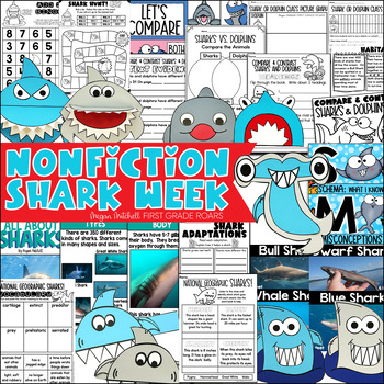 Preview of Sharks Nonfiction Reading Comprehension Informational Text Bundle