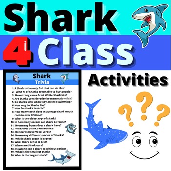 Preview of Sharks Activities Resource Class Activity Learning Games Shark Week No Prep