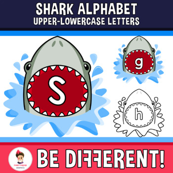 Preview of Shark Alphabet Clipart Letters Uppercase Lowercase Letters Ocean Animal Summer