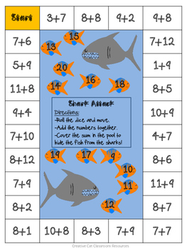 Addition Game - Sharks and Goldfish
