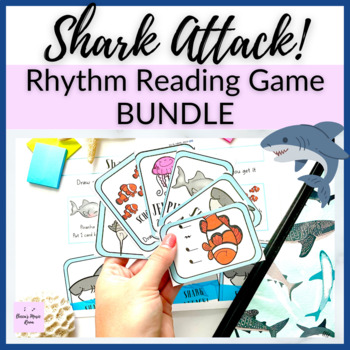 Preview of Shark Attack! Rhythm Reading Game BUNDLE for Elementary Music Centers
