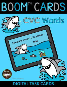 Preview of Shark CVC Words and Pictures BOOM Cards™