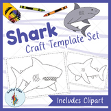Shark Craft Template Set: Printable Black and White Outlin
