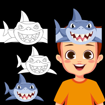 Preview of Shark Week Crown Coloring Activities Ocean Sea Animal  Hat Summer Headband Craft