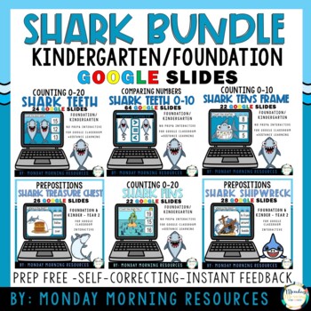 Preview of Shark Kindergarten/ Foundation Math Google Slide Bundle