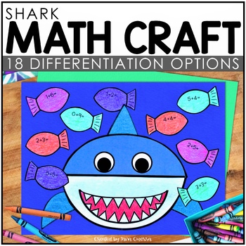 Preview of Shark Math Craft | Ocean Animals End of Year Summer Bulletin Board Activities