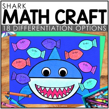 Preview of Shark Math Craft | Ocean Animals Summer School Camp Bulletin Board Activities