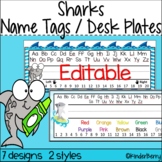 Shark Name Tags Desk Plates | Editable