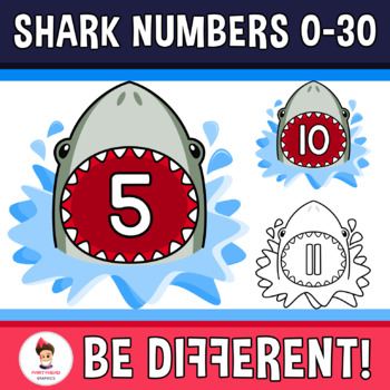 Preview of Shark Numbers Clipart 0-30 Ocean Animal Summer