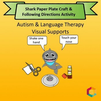 Preview of Shark Paper Plate Craft and Speech Therapy Lesson Plans with Visual Support