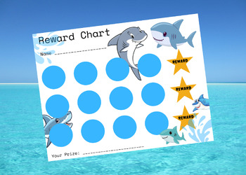 Preview of Shark Printable Reward Sticker Chart / Toddler Kids Student / Instant Download