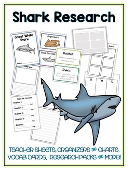 Shark Research Project - 10 Types, Vocab Cards, Packet, Book + More!