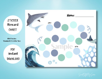 Preview of Shark Reward Chart for Behavior or Potty Training