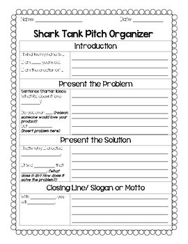 Shark Tank/ Business Plan Persuasive and Informative Writing by