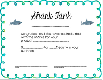 Preview of Shark Tank Certificate