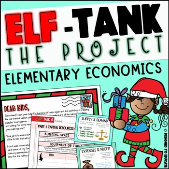 Preview of Shark Tank Elementary Economics Project for Entrepreneurs -Christmas Elf Edition