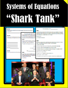 Preview of Shark Tank - Systems of Equations **End of Year Activity**
