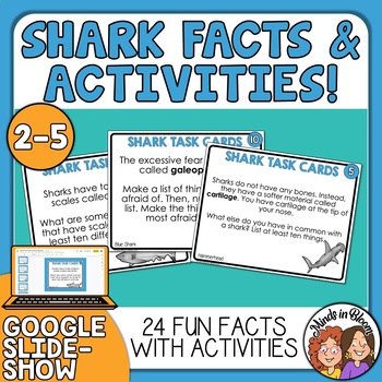 Preview of Sharks Task Cards: Fun Fact Activities with ELA & Math Enrichment - Shark Week™!
