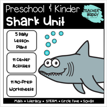 Preview of Shark Unit - Preschool Unit complete with lessons, centers, and worksheets