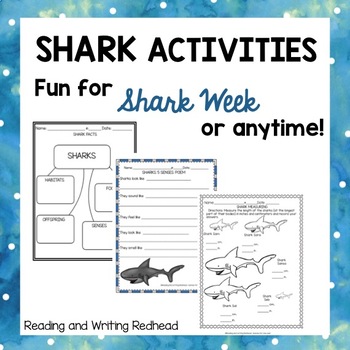 Preview of Shark Week math, reading, science, expository writing prompts and more 