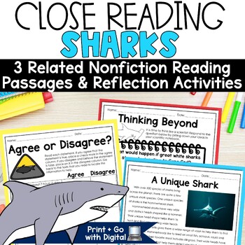 Preview of All About Sharks Activity Shark Week Reading Comprehension Passages Ocean Animal
