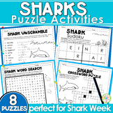 Shark Week Activities Word Search Crossword Puzzles Early 