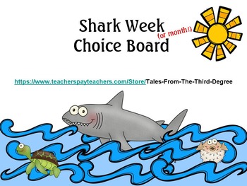 Shark Week Reading and Writing Response Choice Board | TpT