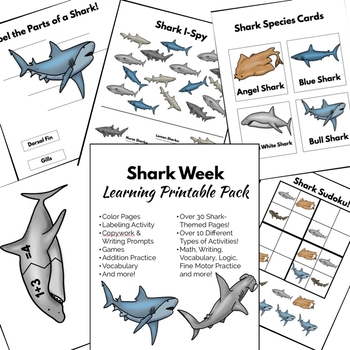 Shark Week Learning Printable Pack by Autistic Mama | TPT