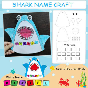 Shark Week Name Craft Coloring Activities Bulletin Board Ocean Animal ...