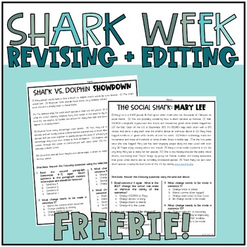 Preview of Shark Week Revising and Editing FREEBIE