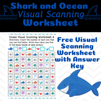Preview of Shark and Ocean Visual Scanning Worksheet (FREEBIE)