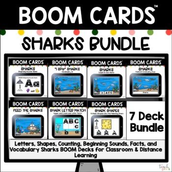 Preview of Sharks Boom Cards Bundle *Perfect for Distance Learning