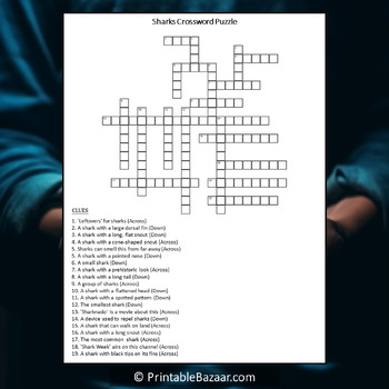 Sharks Crossword Puzzle Worksheet Activity by Crossword Corner TPT