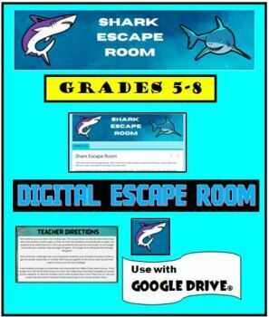 Preview of Sharks Digital Escape Room--Science/Reading Practice