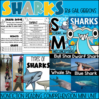 Preview of Sharks Gail Gibbons Mini  Reading Comprehension Nonfiction Activities