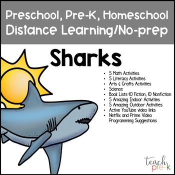 Preview of Sharks No Prep Packet For Preschool, PreK, K, & Homeschool