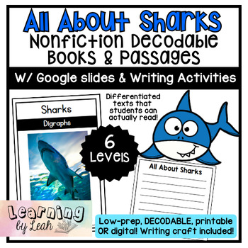 Preview of All About Sharks! Nonfiction Decodable Reading Passages, Printable Books & More!