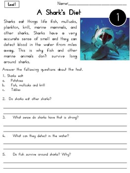 Sharks Nonfiction Reading Passages by Sea of Knowledge | TpT
