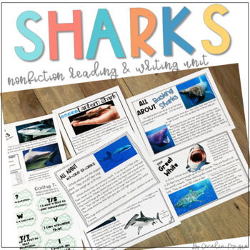 Preview of Sharks Nonfiction Reading Passages and All About Writing Lesson Plans
