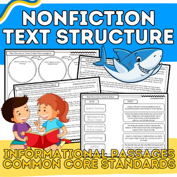 Preview of Sharks Nonfiction Text Structure Passages & Reading Comprehension Worksheets
