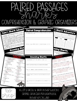 Preview of Sharks - Paired Passages - Reading Comprehension - Fiction & Nonfiction