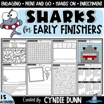 Preview of Sharks Shark Week Early Finishers Fast Finishers Activities No Prep  Worksheets