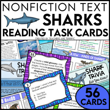 Preview of Sharks Task Cards Nonfiction Reading Task Cards